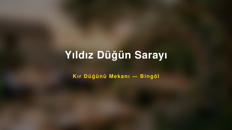 Yıldız Düğün Sarayı Bingöl Kır Düğünü Mekanı