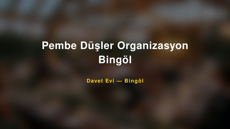 Pembe Düşler Organizasyon Bingöl Bingöl Davet Evi & Kına Salonu
